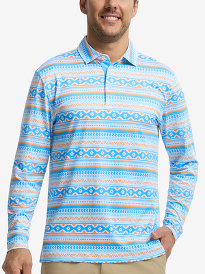 Lightweight Print Long Sleeve Polo