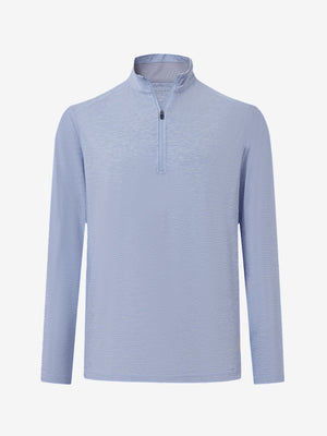 3D render of light blue featherweight midlayer quarter zip pullover