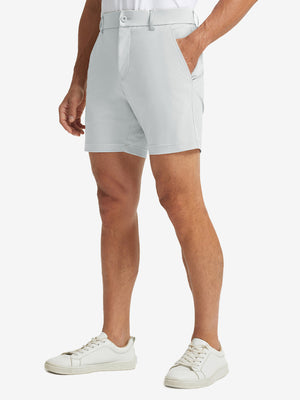 Front lower body view of Quick Dry Casual Shorts with 4 Pockets in Glacier Grey, neat athletic cut.