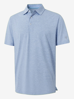 3D rendering of light blue ultra-light quick dry moisture wicking collared polo shirt