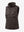 Women's lightweight slim-fit puffer vest in coffee brown, front 3D view with clean quilt lines