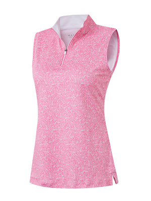Women's Sleeveless Q-Zip Print Golf Shirts