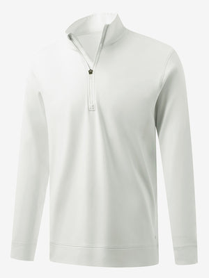 Ultra-Soft Brushed Fleece Lining Quarter Zip Sweatshirt in cream, 3D product view