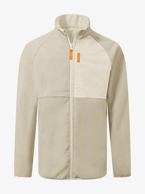 3D rendering of reversible fleece jacket with 5 pockets in khaki