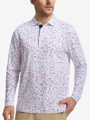 Lightweight Print Long Sleeve Polo
