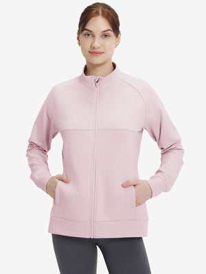 Women's Water-Resistant Stretch Fleece Lined Jacket in light purple, front upper body view