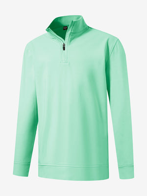 Front 3D view of youth winter micro-fleece quarter zip pullover, clean design with turquoise finish
