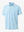Front 3D view of trendy boys stripe polo shirts, clean structure and modern misty blue stripe look