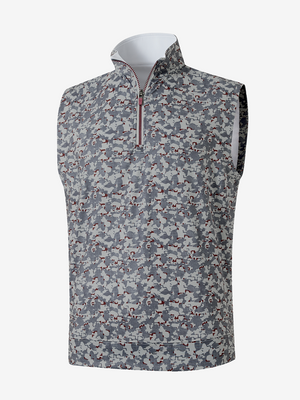 Full Print Quarter Zip Sleeveless Vest Pullover