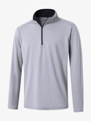 3D rendering of the Pinstripe Quarter Zip Pullover showcasing structure and design – GREY MELANGE