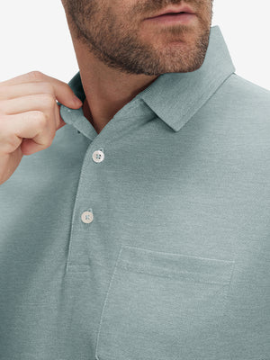 Moisture Wicking Heather Chest Pocket Golf Shirts