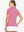 Back-side half-body shot of model in PINK LEMONADE Women's Performance Solid Polo, looking over shoulder