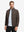 Front upper body shot of model wearing coffee brown warm puffer winter golf jackets