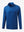 Front 3D view of jacquard quarter zip pullover in cobalt, showing its textured fabric design.