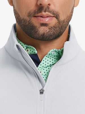 Ultra-Soft Brushed Fleece Lining Quarter Zip Sweatshirt in misty grey, close-up front view