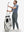 Front full body shot of model wearing dark grey flat front golf joggers pants with belt loops