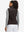 Back view of model in women's lightweight slim-fit puffer vest, showing shape and coffee brown tone