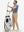 Front full body shot of model wearing light khaki flat front golf joggers pants with belt loops