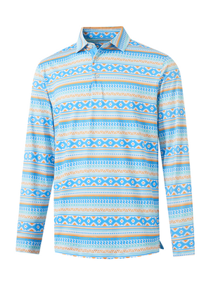 Lightweight Print Long Sleeve Polo