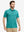 Front half-body view of a model wearing the turquoise feather weight jacquard polo shirts, showing the chest pocket