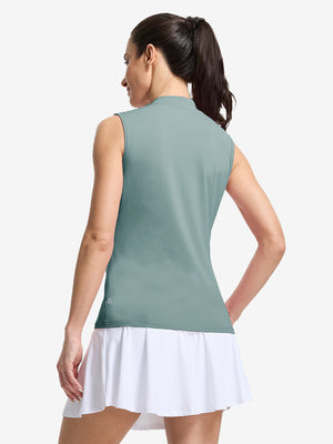 Women's Moisture-Wicking Mock Neck Sleeveless Golf Tops