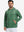 Model in green exclusive print kangaroo hoodies with hands in pocket, relaxed front upper view.