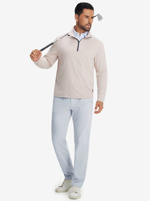 Full body front view of model wearingGolf Lightweight Fleece Lined Dress Pants in misty grey