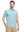 Front half-body view of a model wearing the aqua feather weight jacquard polo shirts, showing the chest pocket