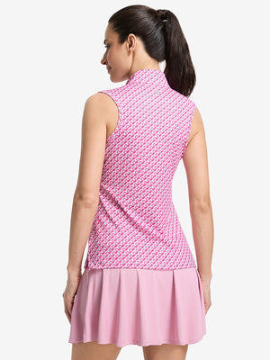 Women's Sleeveless Q-Zip Print Golf Shirts