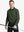 Model in OLIVE GREEN Long Sleeve Solid Jersey Polo holding golf club with confident front pose