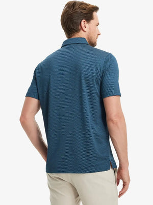 NAVY BLUE Your Favorite Jacquard Polo back view, half body of model