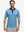 Front half-body of model in aqua stripe upgraded two-tone striped quick dry polo shirt