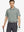 Front half-body shot holding a golf club in Olive Green White Yarn Dyed Stripe Polo – sporty and sharp