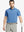 Model wearing Aqua Stripe Pinstripe Jersey Performance Polo – front half-body holding golf club