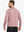 Back half-body view of model in PINK HEATHER Quarter Zip Melange Pullover highlighting smooth fit.