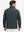 Back upper body view of the dark grey mock neck golf pullover, model turns head for relaxed pose.