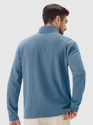 Heather Brushed Rib Knit Quarter Zip with 2 Pockets