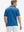 Back half-body of model in cobalt stripe upgraded two-tone striped quick dry polo shirt