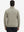 Back upper view of casual fleece lined quarter zip pullover in dust beige, showing fit and seams.