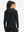 Back upper view of model in women's lightweight hoodies pullover, showing relaxed fit in black.