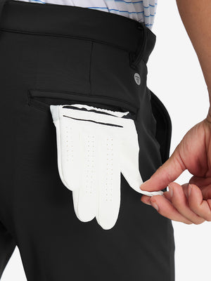 Back pocket detail of Golf Lightweight Fleece Lined Dress Pants in black