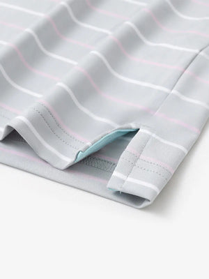 Side slit hem detail on LIGHT GREY STRIPE Stylish Performance Golf Polo — clean and functional finish