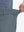 Detail view of elastic waistband on grey blue flat front golf joggers pants with belt loops
