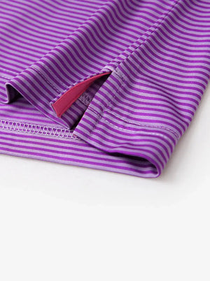 Hem slit detail – Lilac Stripe Performance Cooling Polo for youth