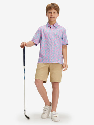Youth Print Stretch Lightweight Polo Shirts