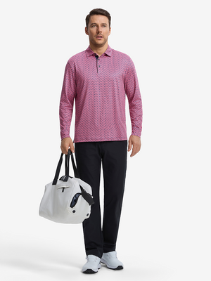 Lightweight Print Long Sleeve Polo