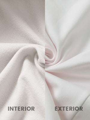 Close-up fabric detail of women's lightweight slim-fit puffer vest, smooth texture and oyster grey finish