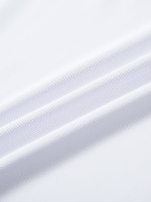 Fabric detail of Long sleeve performance solid pique polo with breathable knit in white