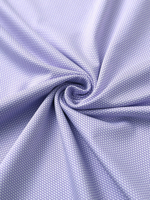 Close-up of lavender performance ananas jacquard polo fabric showing refined texture.