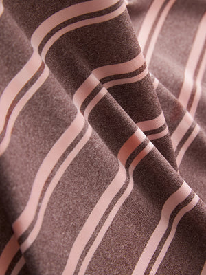 Fabric close-up of Performance yarn dye striped polo showing crisp stripes and wine red stripe detail